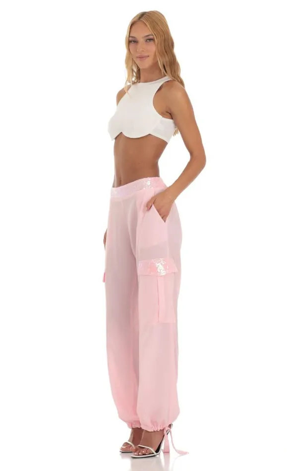 Sequin Pants Pink Women LUCY IN THE SKY Pants Sequin Pants Pink Women LUCY IN THE SKY Pants