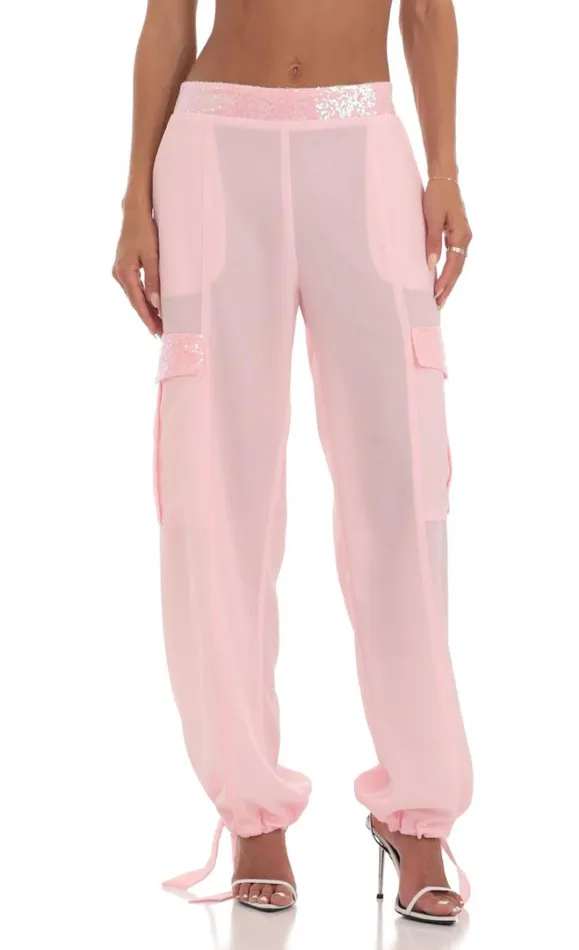 Sequin Pants Pink Women LUCY IN THE SKY Pants Sequin Pants Pink Women LUCY IN THE SKY Pants