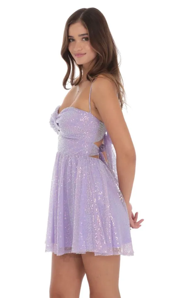Sequin Twist Aline Dress Lavender Women LUCY IN THE SKY Mini Dresses Sequin Twist Aline Dress Lavender Women LUCY IN THE SKY Mini Dresses