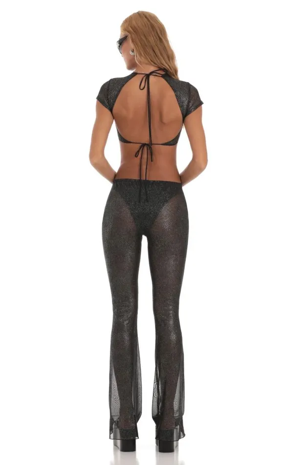 Shimmer Three Piece Pant Set Black Women LUCY IN THE SKY Pants Shimmer Three Piece Pant Set Black Women LUCY IN THE SKY Pants