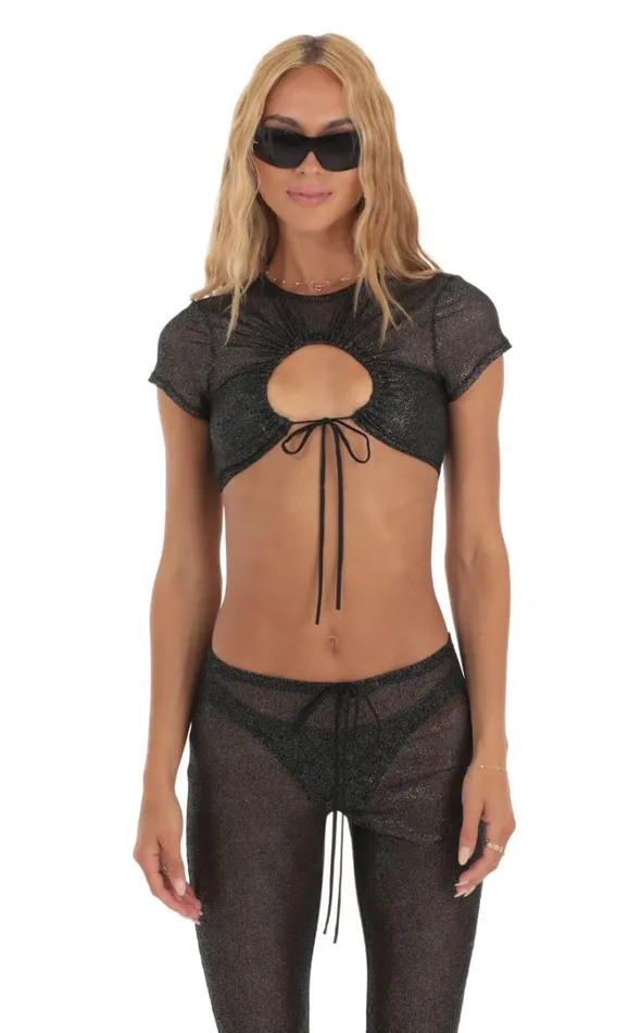 Shimmer Three Piece Pant Set Black Women LUCY IN THE SKY Pants Shimmer Three Piece Pant Set Black Women LUCY IN THE SKY Pants