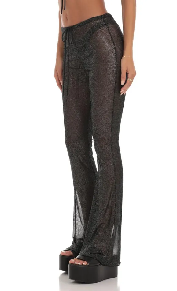 Shimmer Three Piece Pant Set Black Women LUCY IN THE SKY Pants Shimmer Three Piece Pant Set Black Women LUCY IN THE SKY Pants