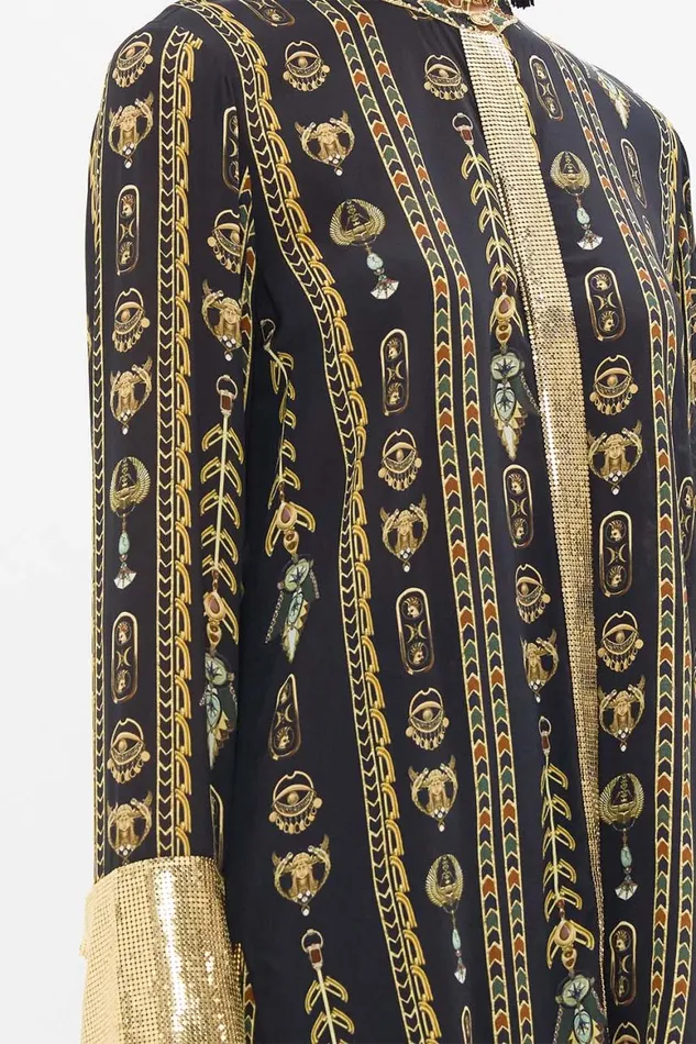SHIRT WITH GILDED MESH PLACKET AND CUFFS THEY CALLED HER NEFERTARI They Called Her Nefertari Womens Camilla Long Sleeve Tops