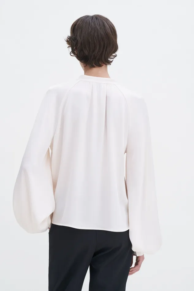 Shirts and Blouses filippak Women Stand Collar Blouse Cream