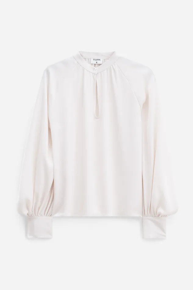 Shirts and Blouses filippak Women Stand Collar Blouse Cream