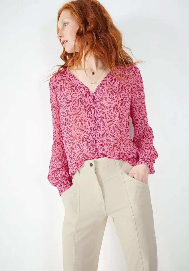 Shirts and Blouses Women Hush Lucy Blouse Ditsy Leaves Pinkred
