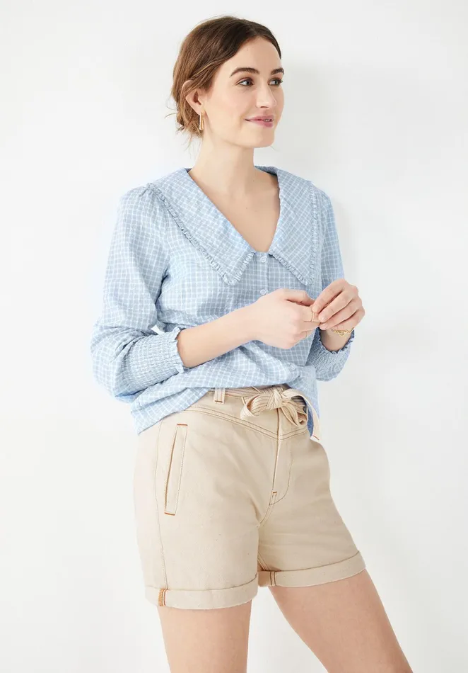 Shirts and Blouses Women Hush Pipa Checked Top Blue