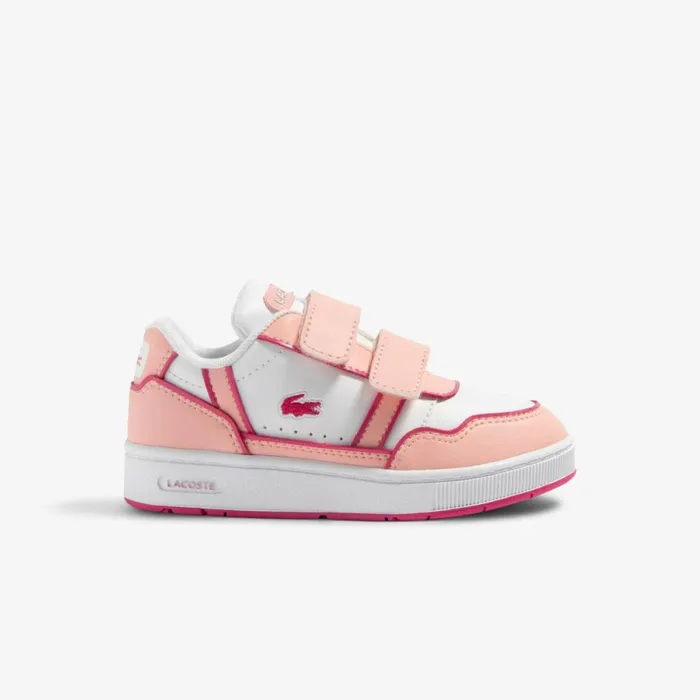 Shoes and Accessories Kids Lacoste Infants Contrast Sole TClip Sneakers Whtlt Pink 1y9