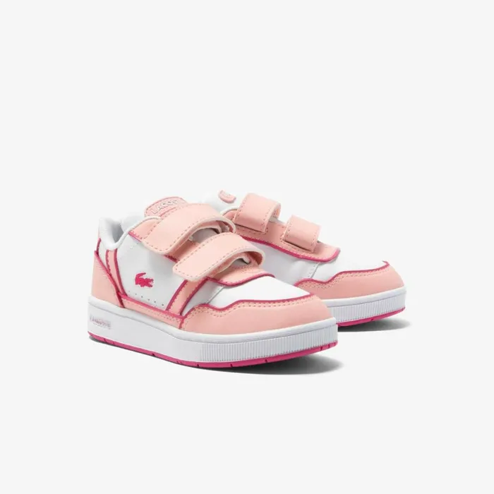 Shoes and Accessories Kids Lacoste Infants Contrast Sole TClip Sneakers Whtlt Pink 1y9