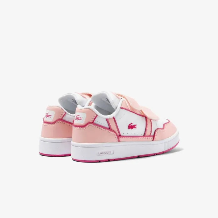 Shoes and Accessories Kids Lacoste Infants Contrast Sole TClip Sneakers Whtlt Pink 1y9