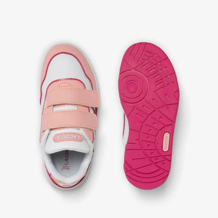 Shoes and Accessories Kids Lacoste Infants Contrast Sole TClip Sneakers Whtlt Pink 1y9