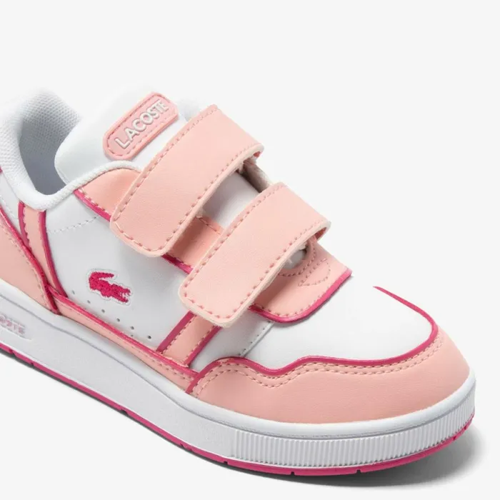 Shoes and Accessories Kids Lacoste Infants Contrast Sole TClip Sneakers Whtlt Pink 1y9