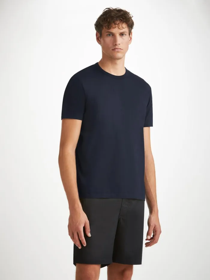 Short Sleeve TShirts Men Derek Rose TShirt Barny Pima Cotton Navy