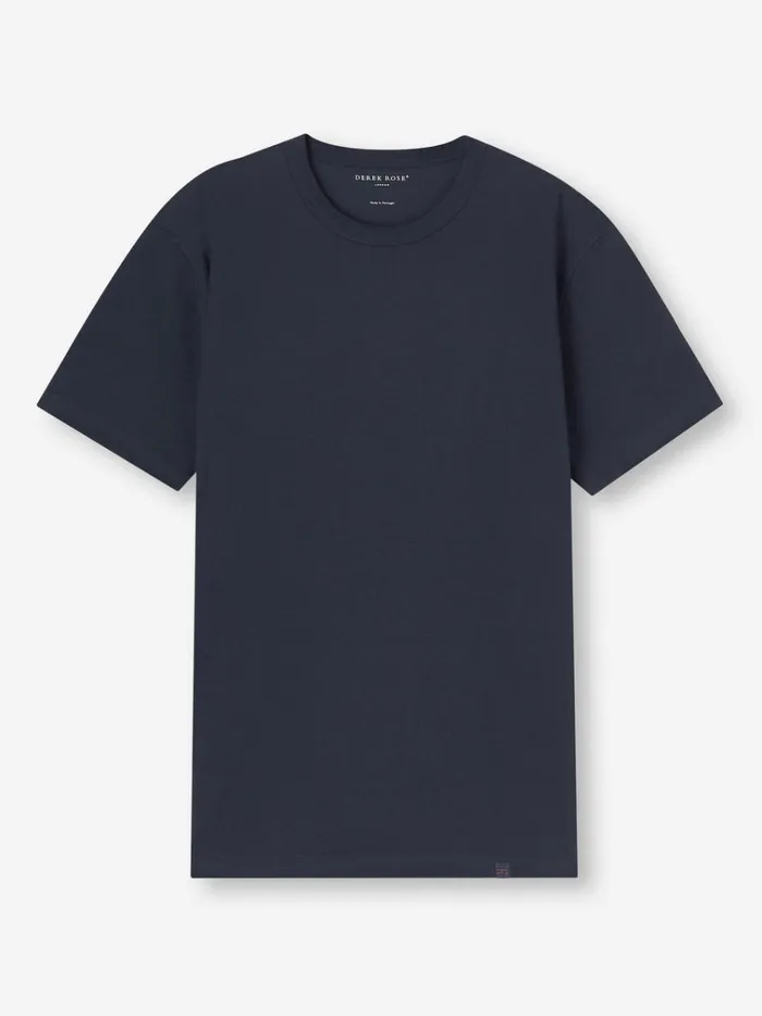 Short Sleeve TShirts Men Derek Rose TShirt Barny Pima Cotton Navy