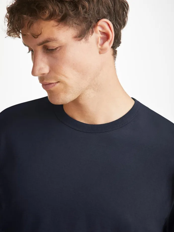 Short Sleeve TShirts Men Derek Rose TShirt Barny Pima Cotton Navy