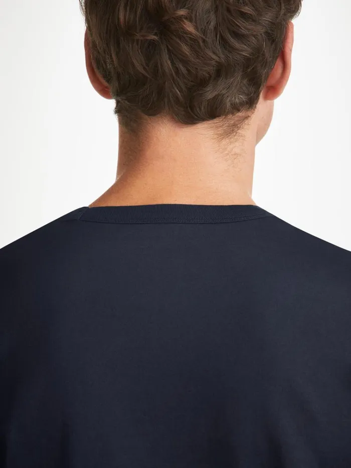 Short Sleeve TShirts Men Derek Rose TShirt Barny Pima Cotton Navy