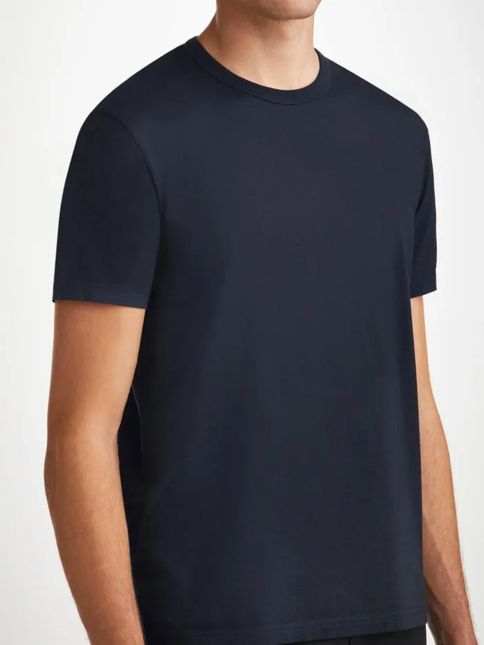 Short Sleeve TShirts Men Derek Rose TShirt Barny Pima Cotton Navy