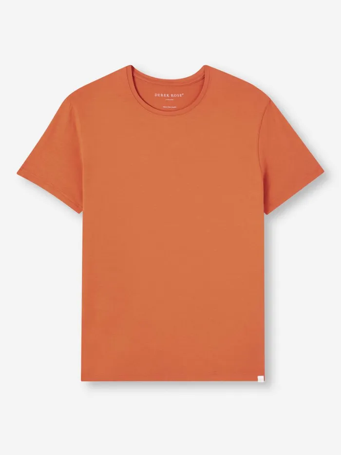 Short Sleeve TShirts Men Derek Rose TShirt Basel Micro Modal Stretch Terracotta