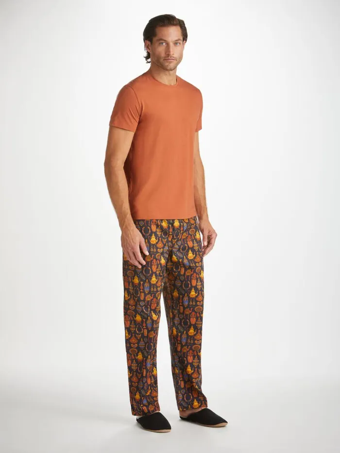 Short Sleeve TShirts Men Derek Rose TShirt Basel Micro Modal Stretch Terracotta