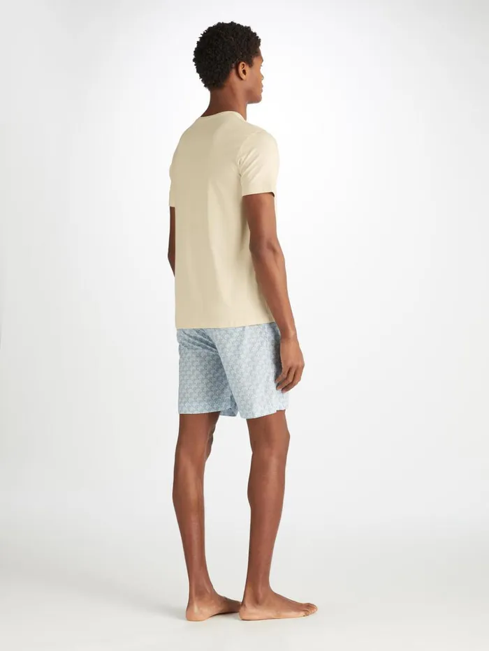 Short Sleeve TShirts Men Derek Rose VNeck TShirt Basel Micro Modal Stretch Ecru