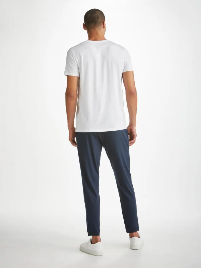 Short Sleeve TShirts Men Derek Rose VNeck TShirt Basel Micro Modal Stretch White