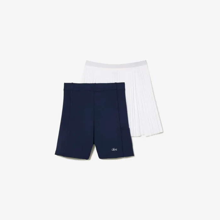 Shorts and Skirts Women Lacoste Lacoste X EleVen By Venus Pleated Tennis Skirt White Navy Blue 522