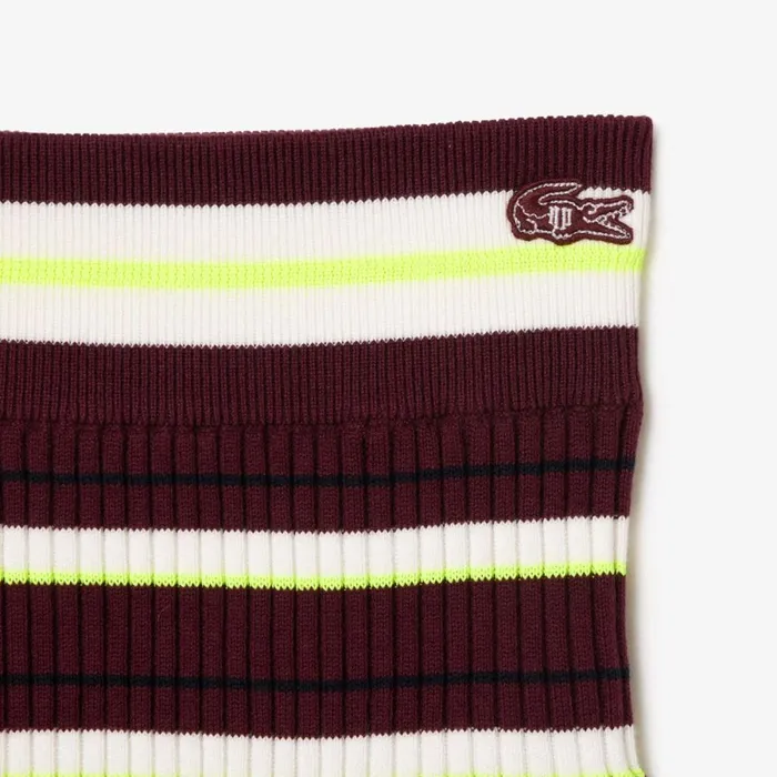 Shorts and Skirts Women Lacoste Lacoste X EleVen By Venus Striped Ribbed Lounge Shorts Bordeaux White Iww