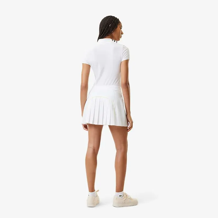 Shorts and Skirts Women Lacoste Women039s Pleated Back UltraDry Tennis Skirt White Green Pi2