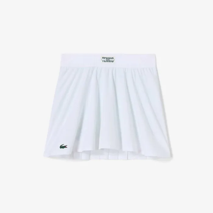 Shorts and Skirts Women Lacoste Women039s Pleated Back UltraDry Tennis Skirt White Green Pi2