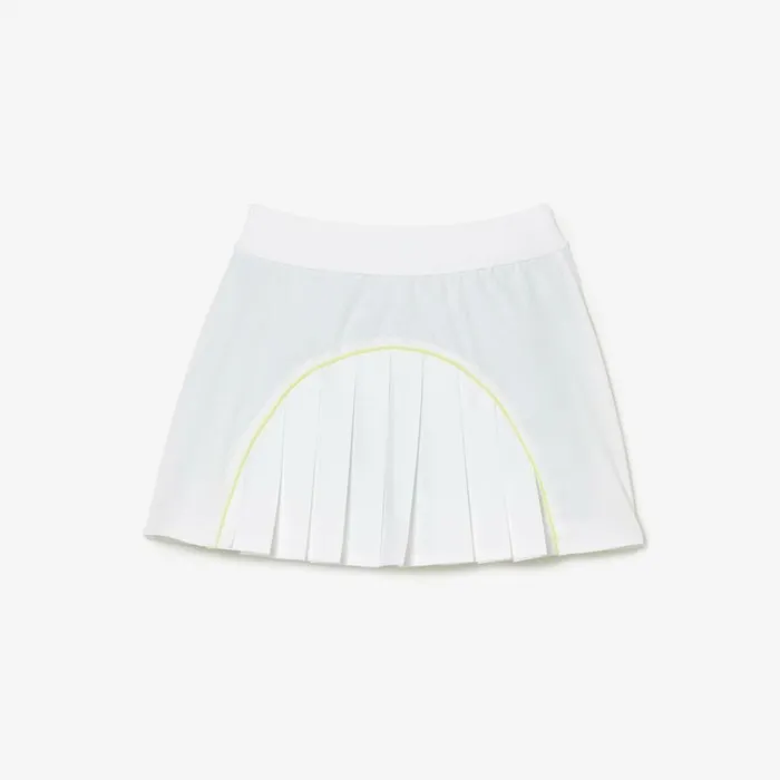 Shorts and Skirts Women Lacoste Women039s Pleated Back UltraDry Tennis Skirt White Green Pi2
