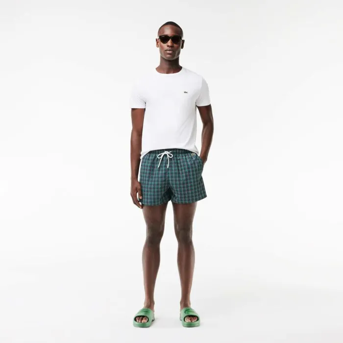 Shorts and Swim Men Lacoste Men039s Logo Badge Swim Trunks Navy Blue White Qrn