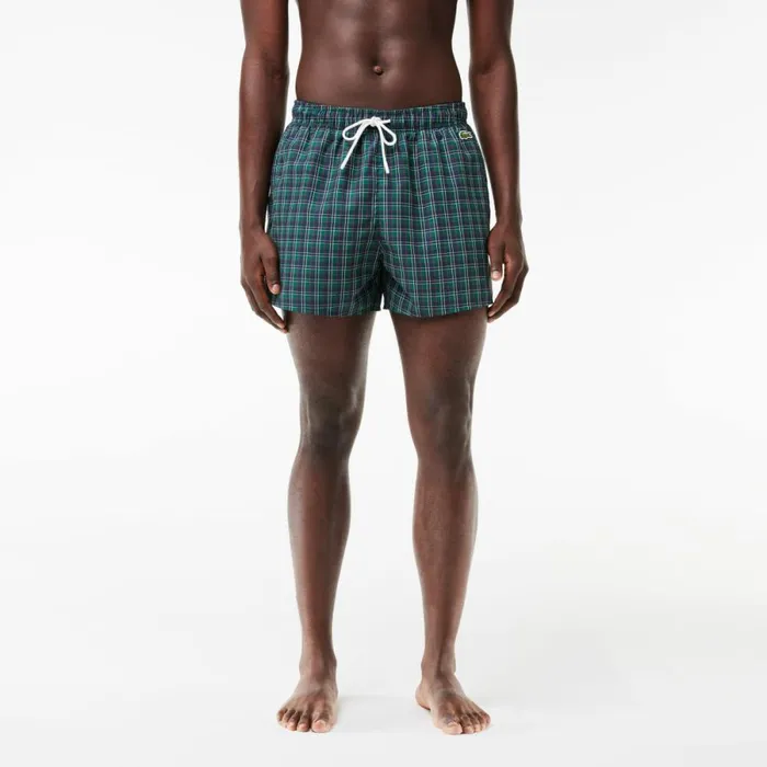 Shorts and Swim Men Lacoste Men039s Logo Badge Swim Trunks Navy Blue White Qrn