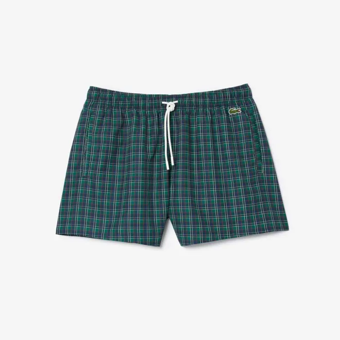 Shorts and Swim Men Lacoste Men039s Logo Badge Swim Trunks Navy Blue White Qrn