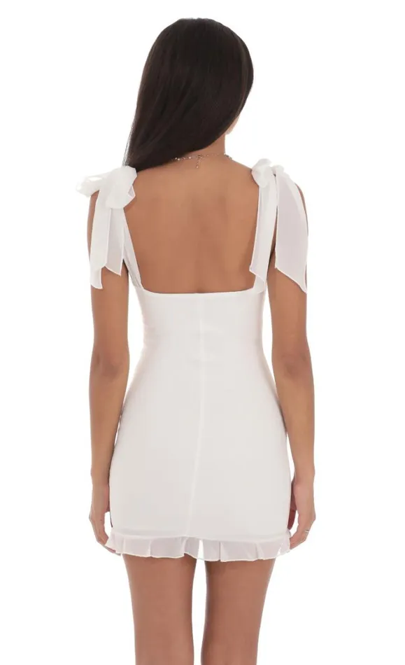 Shoulder Ties Ruffle Dress White Women LUCY IN THE SKY Mini Dresses Shoulder Ties Ruffle Dress White Women LUCY IN THE SKY Mini Dresses