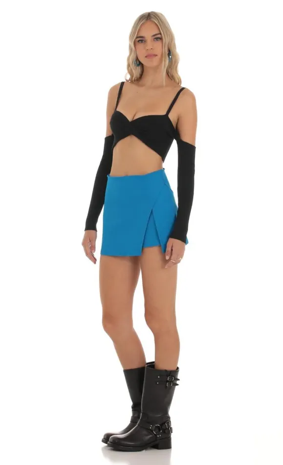 Side Slit Skort Blue Women LUCY IN THE SKY Skirts