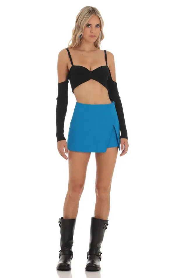 Side Slit Skort Blue Women LUCY IN THE SKY Skirts