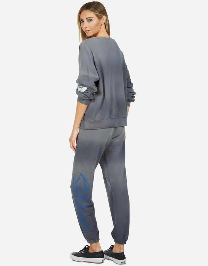 Sierra X Moshi Lightning Skull Faded Graphite Women Lauren Moshi Long Sleeve