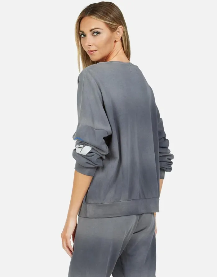 Sierra X Moshi Lightning Skull Faded Graphite Women Lauren Moshi Long Sleeve