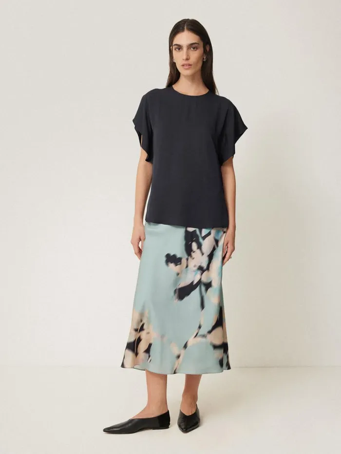 Silk Drape Sleeve Top Navy Women Jigsaw Shirts and Tops