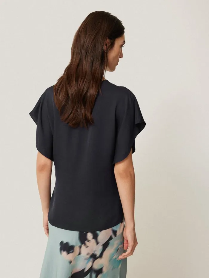 Silk Drape Sleeve Top Navy Women Jigsaw Shirts and Tops
