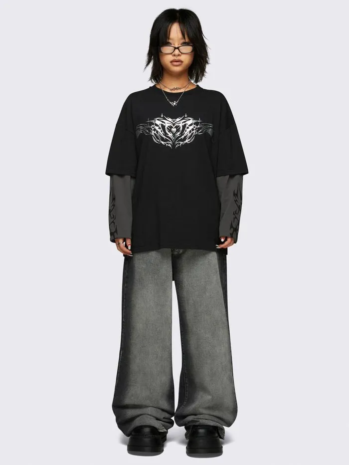 Silver Heart Layered Tshirt Women Minga London Tops and TShirts