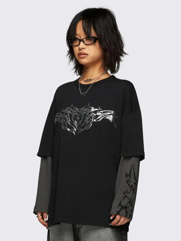 Silver Heart Layered Tshirt Women Minga London Tops and TShirts