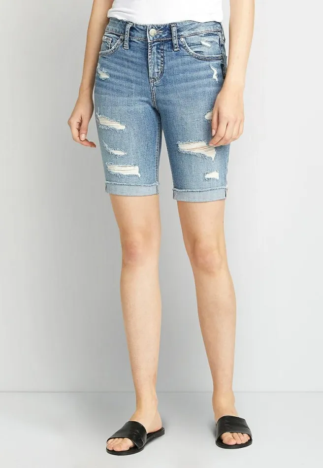 Silver Jeans Co Suki Medium Destructed Bermuda Short Women Maurices Jeans