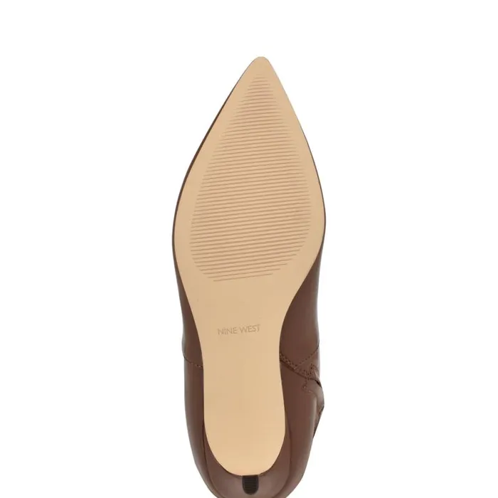 Sirena Heeled Dress Boots Brown Leather Women Nine West Boots and Booties