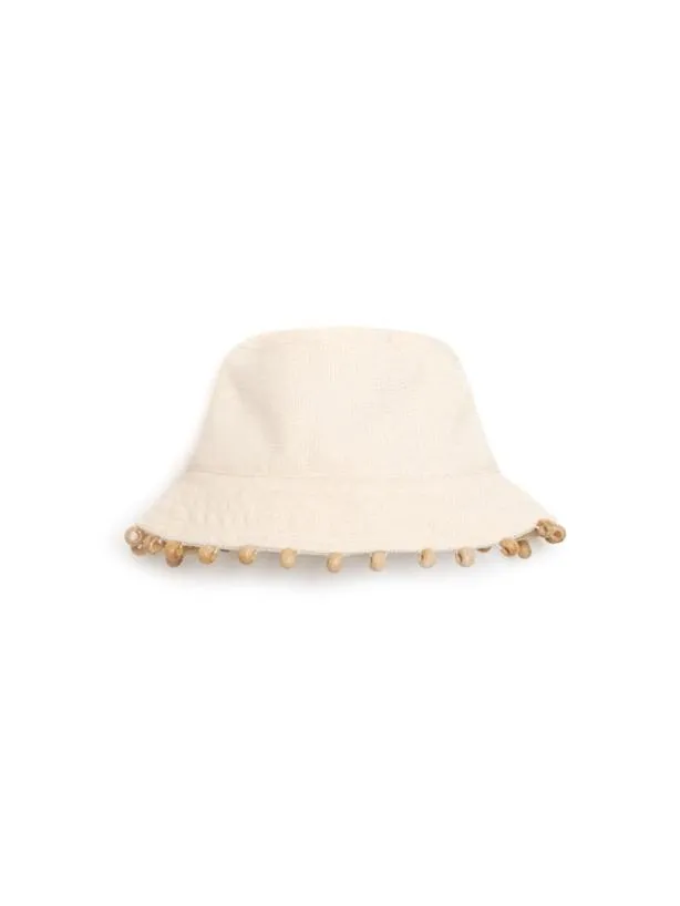 Sister Jane Accessories Menswear Dylan Bead Bucket Hat Ivory Cream