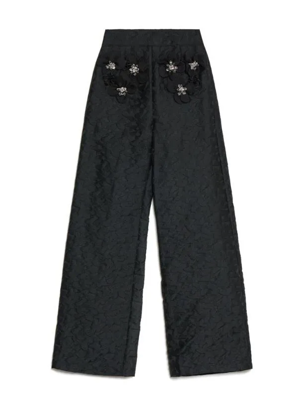 Sister Jane Bottoms Womenswear DREAM Papillon Applique Trousers Ink Black