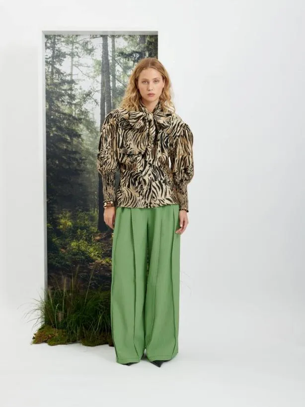 Sister Jane Bottoms Womenswear Ghospell Hollis Wide Leg Trousers Pear Green