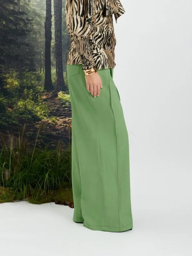 Sister Jane Bottoms Womenswear Ghospell Hollis Wide Leg Trousers Pear Green