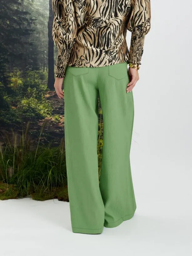 Sister Jane Bottoms Womenswear Ghospell Hollis Wide Leg Trousers Pear Green