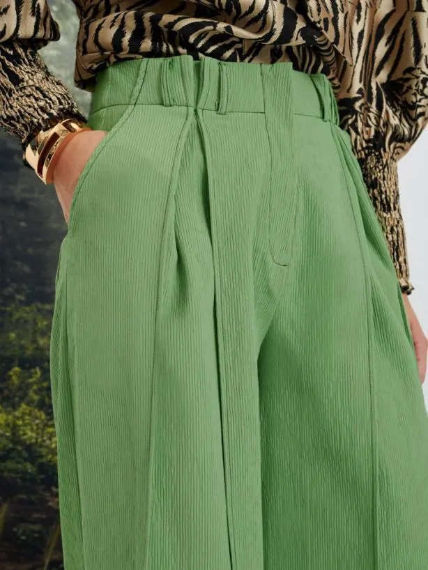 Sister Jane Bottoms Womenswear Ghospell Hollis Wide Leg Trousers Pear Green